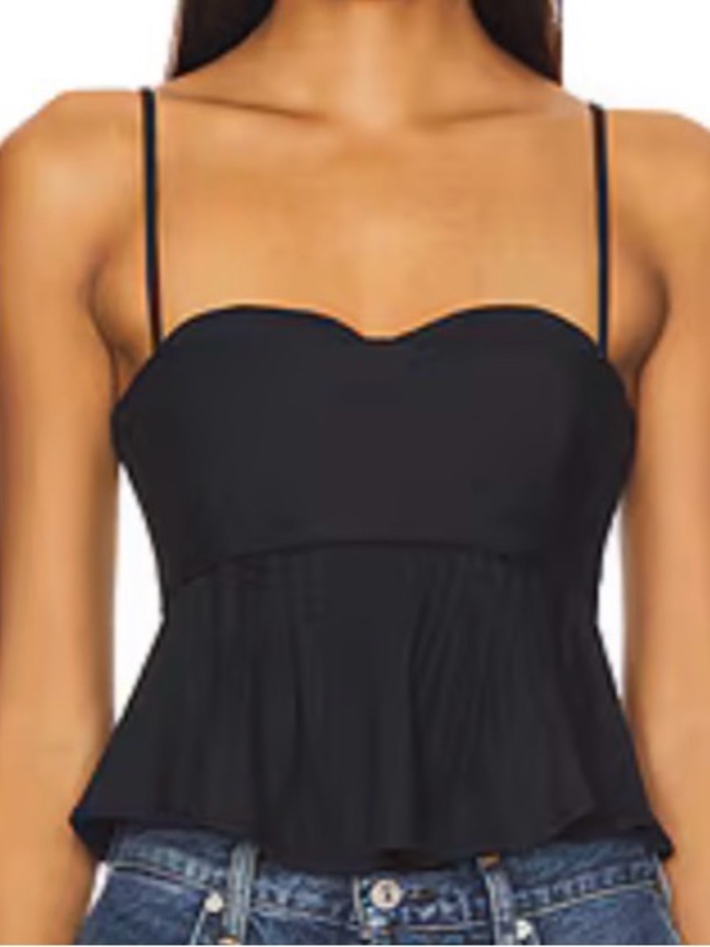 Free People Black Sweetheart Neck Peplum Cami